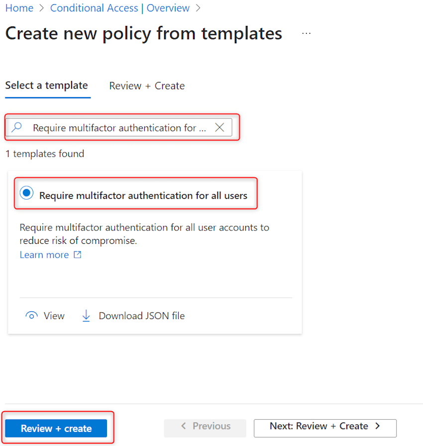 Disable MFA using Azure Portal